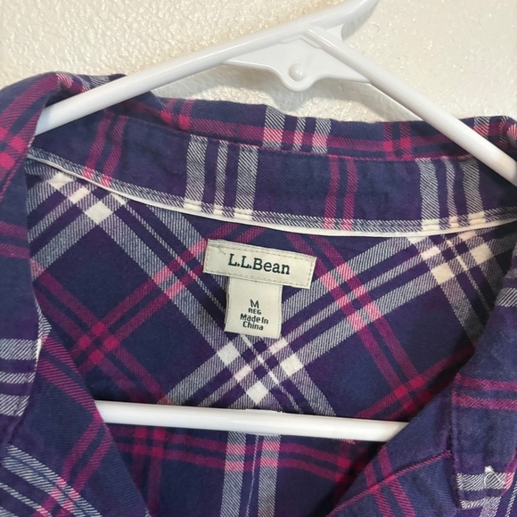 LL Bean Plaid Flannel Shirt Purple Pink Lumberjack Collared Button Up Women’s M - Picture 6 of 8